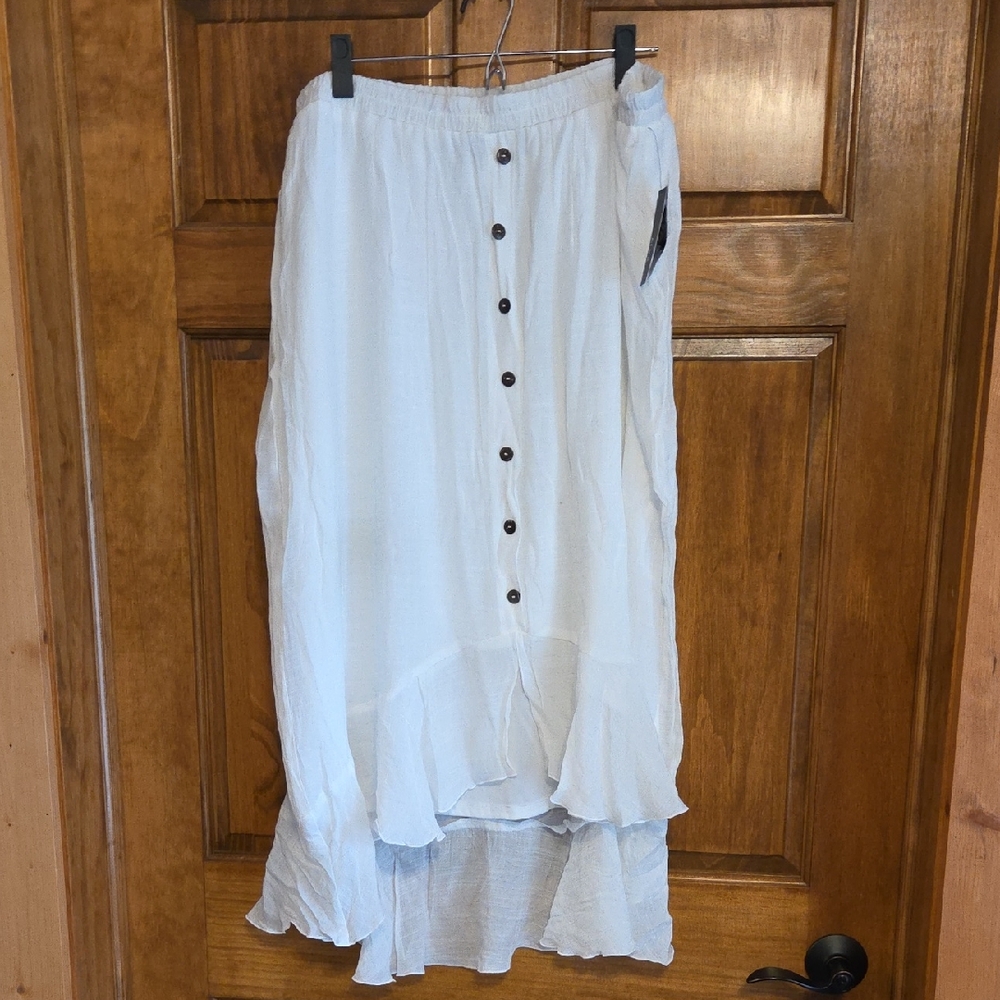 NWT Alyx White Button-Front Hi Lo Maxi Skirt Size 3X